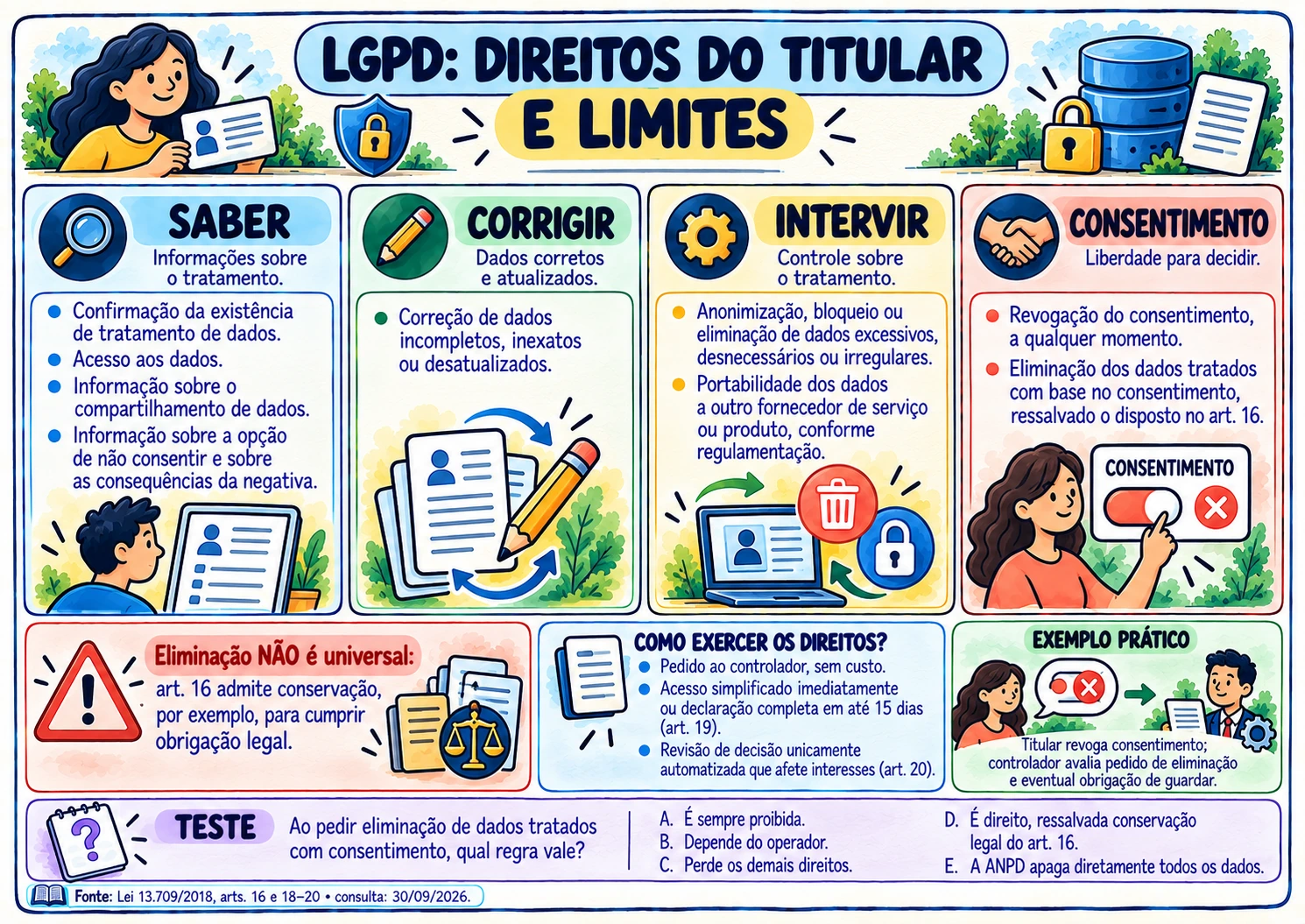 Mapa visual sobre os direitos do titular na LGPD